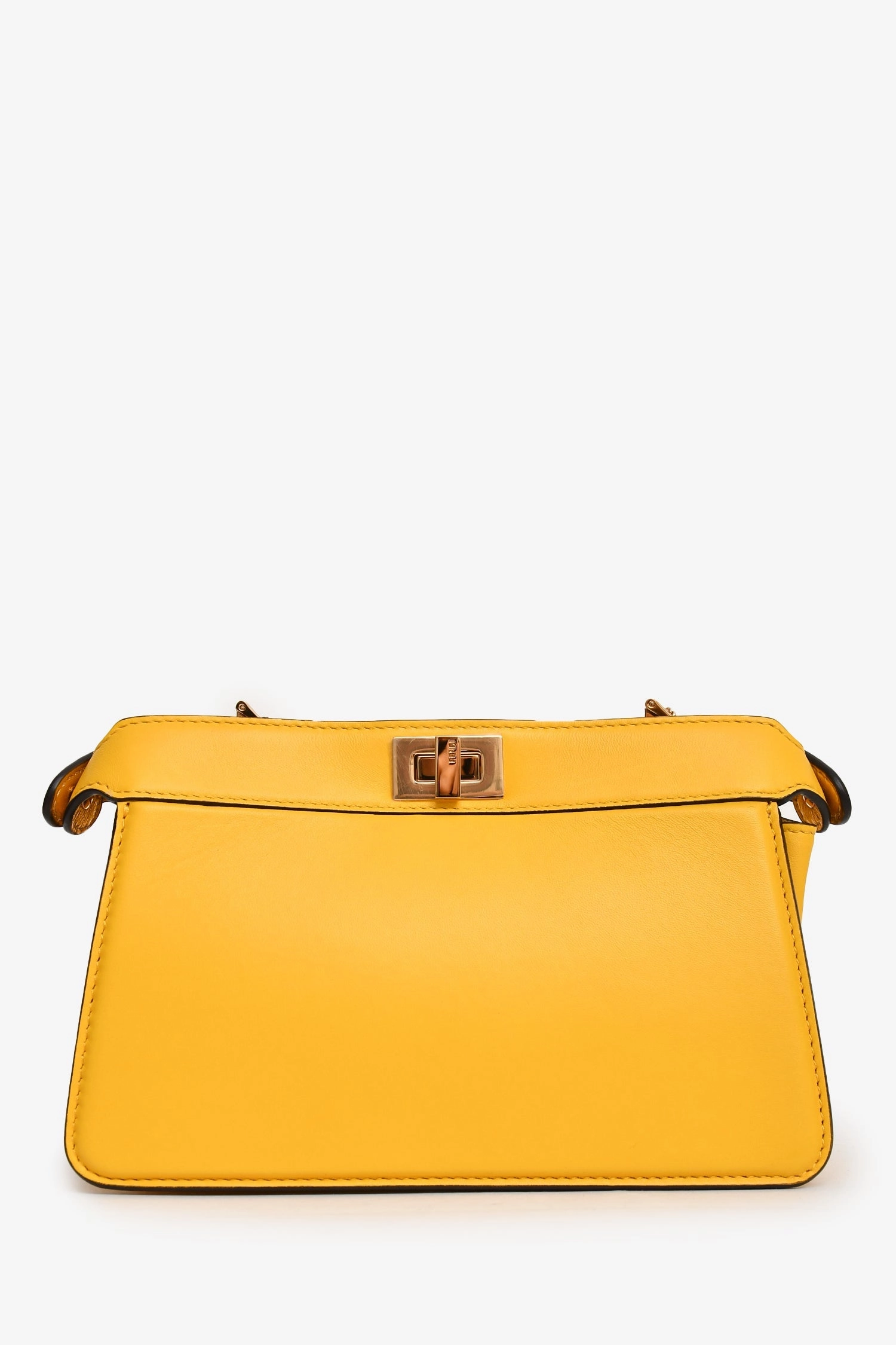 Fendi Yellow Leather Peekaboo ISEEU Mini East West Crossbody Bag
