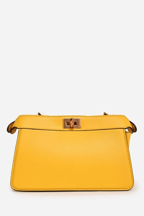 Fendi Yellow Leather Peekaboo ISEEU Mini East West Crossbody Bag