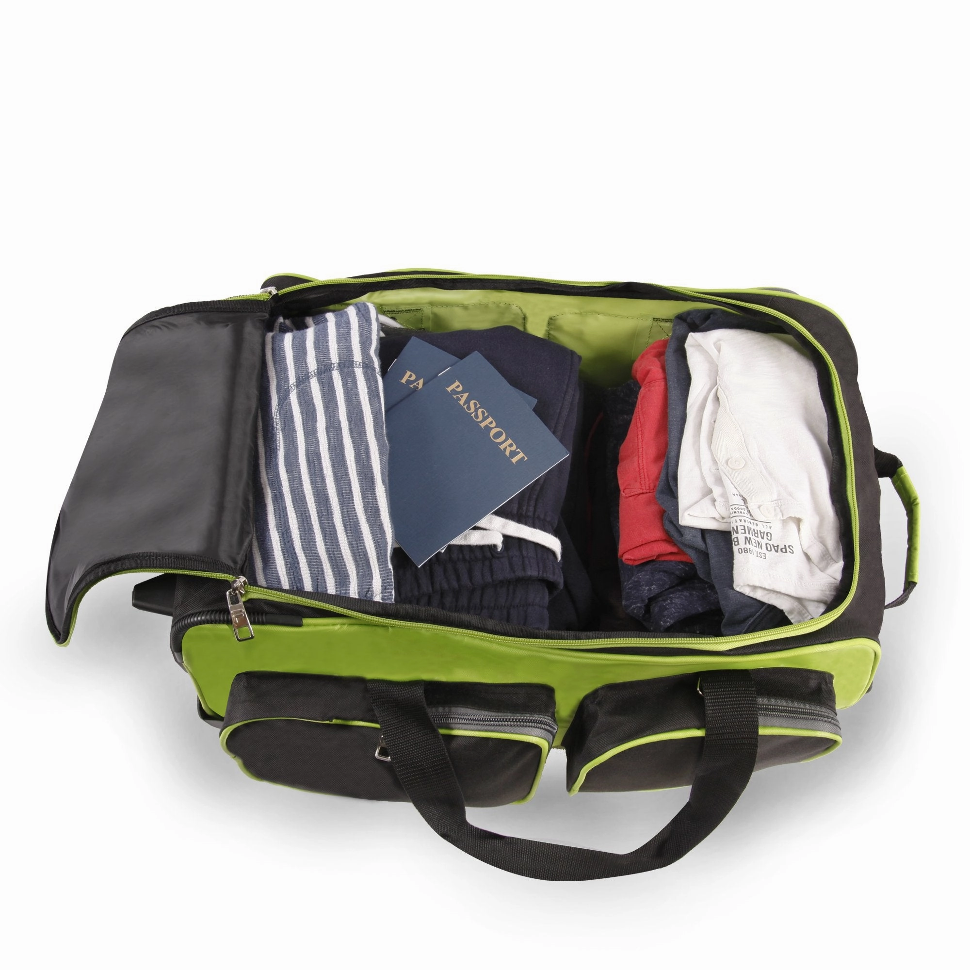 Fila 22" Lightweight Carry On Rolling Duffel Bag,  Neon Lime,  One Size