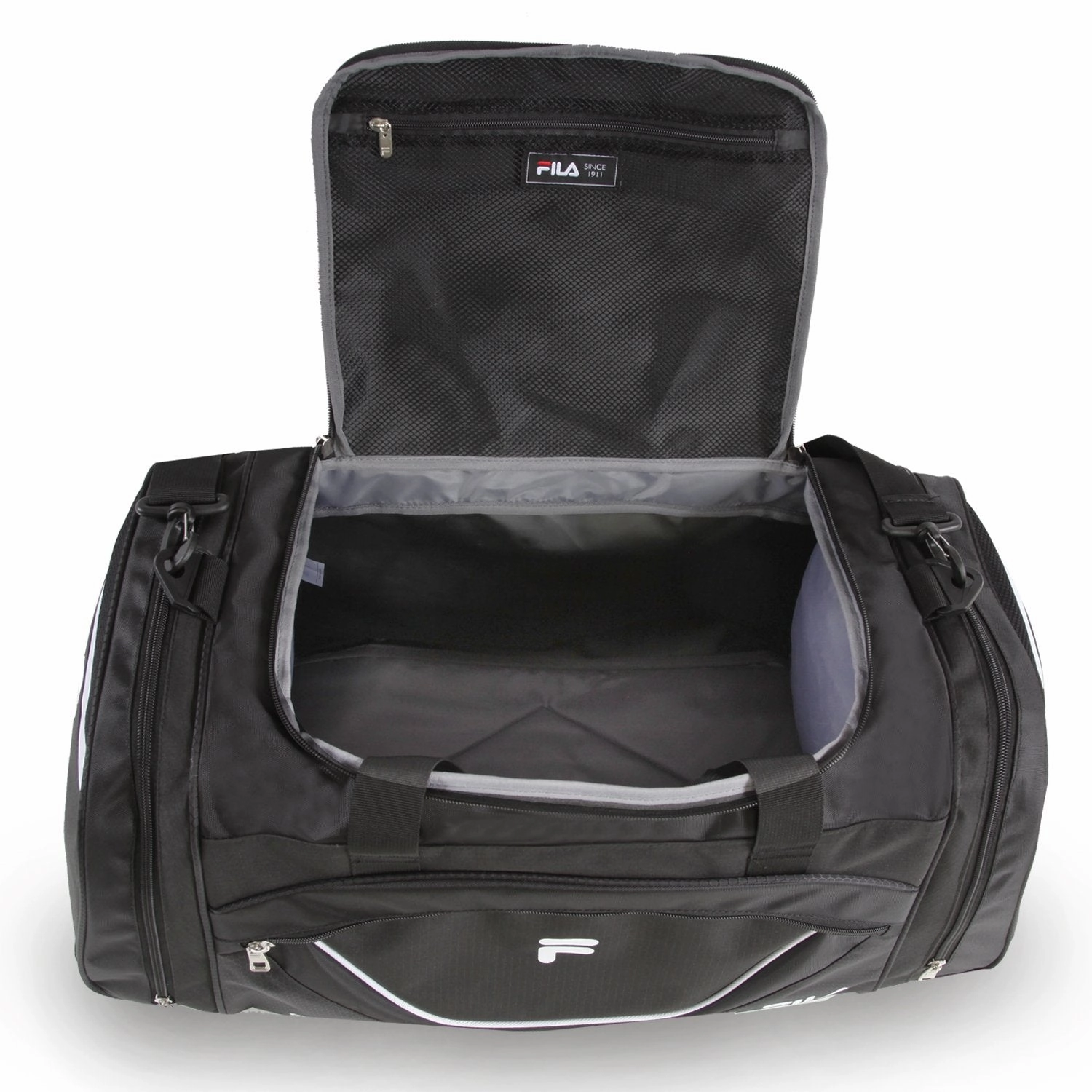 Fila Acer Large Sport Duffel Bag, Black/White, One Size