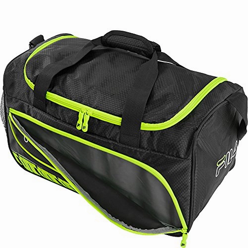 Fila Lasers Small Sports Duffel Bag Gym, Black/Blue One Size