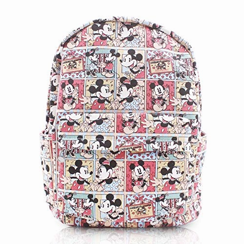 FINEX Mickey Mouse & Minnie Mouse Comic Style Canvas Classic Cartoon Casual Backpack with 15 inch Laptop Storage Compartment for College Sport Bag