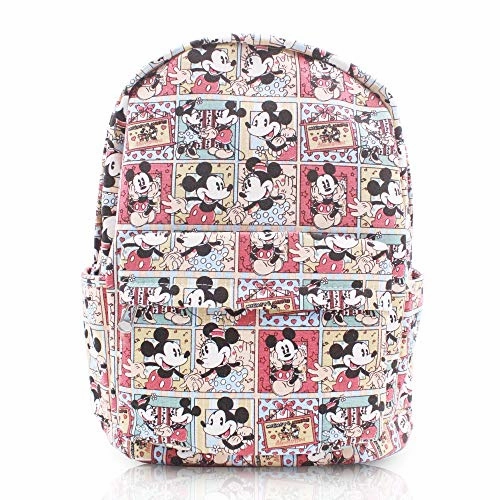 FINEX Mickey Mouse & Minnie Mouse Comic Style Canvas Classic Cartoon Casual Backpack with 15 inch Laptop Storage Compartment for College Sport Bag