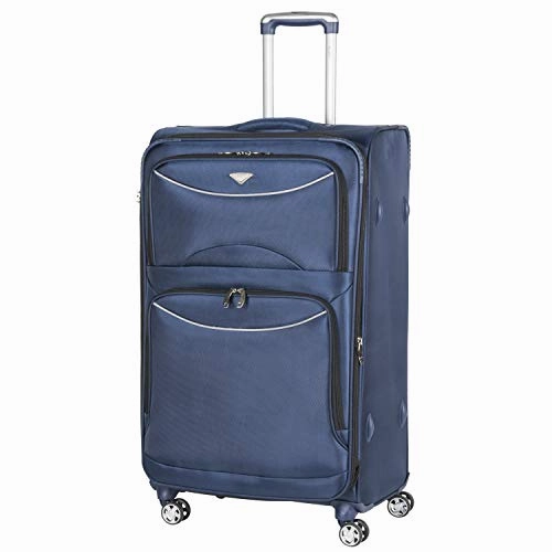 Flight Knight Lightweight 8 Wheel 1680D Soft Case Suitcases Maximum Size For Delta, United and SkyWest - Cabin   Medium   Large Navy FK0042_3SET