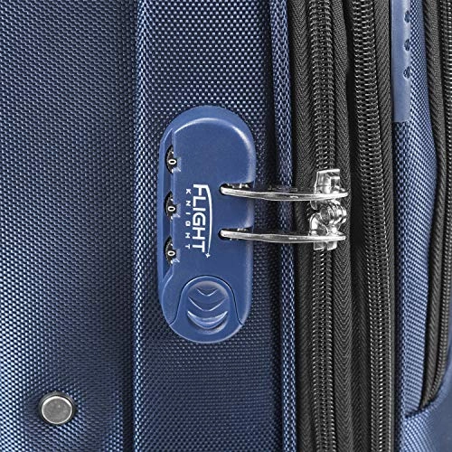Flight Knight Lightweight 8 Wheel 1680D Soft Case Suitcases Maximum Size For Delta, United and SkyWest - Cabin   Medium   Large Navy FK0042_3SET