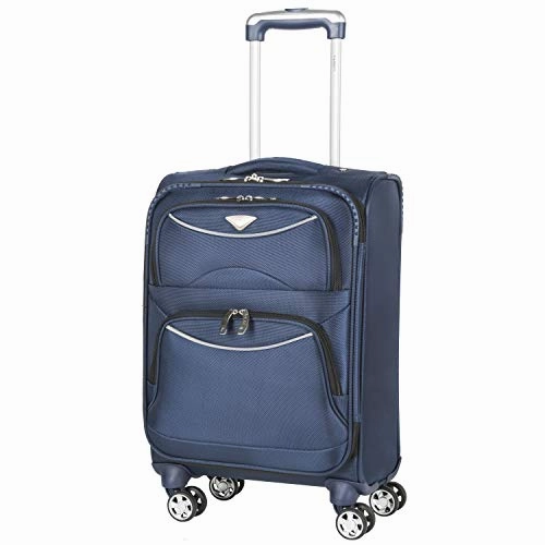 Flight Knight Lightweight 8 Wheel 1680D Soft Case Suitcases Maximum Size For Delta, United and SkyWest - Cabin   Medium   Large Navy FK0042_3SET