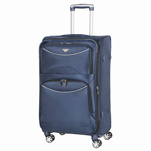 Flight Knight Lightweight 8 Wheel 1680D Soft Case Suitcases Maximum Size For Delta, United and SkyWest - Cabin   Medium   Large Navy FK0042_3SET