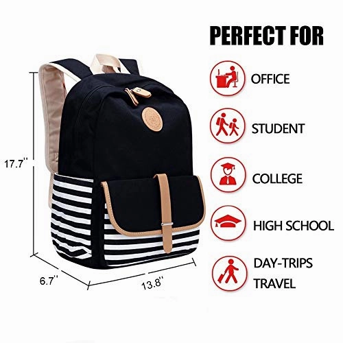 FLYMEI Cute Bookbags for Girls, Purple Canvas Backpack for Women, Teens Backpack for School, 15.6 Inch Laptop Backpack Lightweight Bookbag Casual Daypack for Travel