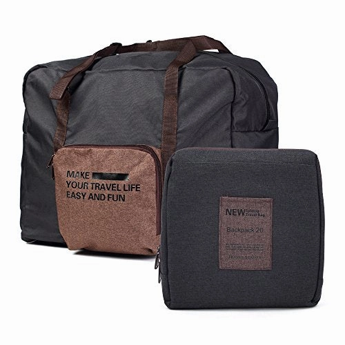 Foldable Lightweight Nylon Duffel Luggage Bag Tote For Travel Gym 4 Colors (Steel Grey)