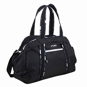 Fuel Sport Carryall Duffel For Gym, Travel or Weekend Gateway, Black with White Zippers