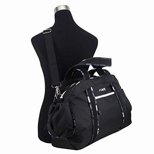Fuel Sport Carryall Duffel For Gym, Travel or Weekend Gateway, Black with White Zippers