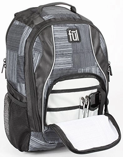 FUL Dax Padded Laptop Backpack, Fits Up to 15in Laptops, Black/Gray