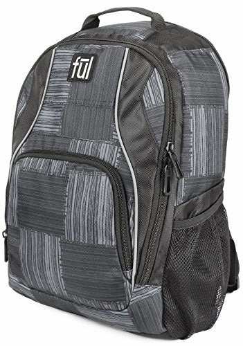 FUL Dax Padded Laptop Backpack, Fits Up to 15in Laptops, Black/Gray