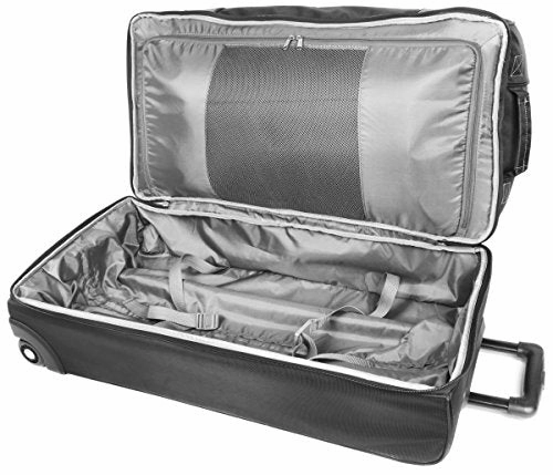 ful Xpedition 30in Rolling Duffel Bag, Retractable Pull Handle, Black/Grey, One Size