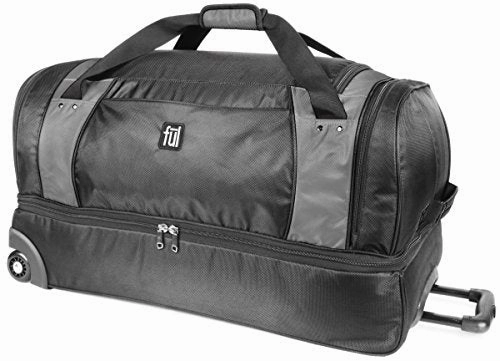 ful Xpedition 30in Rolling Duffel Bag, Retractable Pull Handle, Black/Grey, One Size