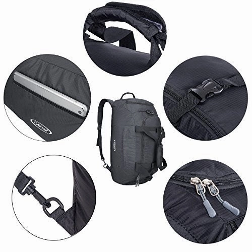 G4Free 3-Way Travel Duffel Backpack Luggage Gym Sports Bag With Shoe Compartment (Black)
