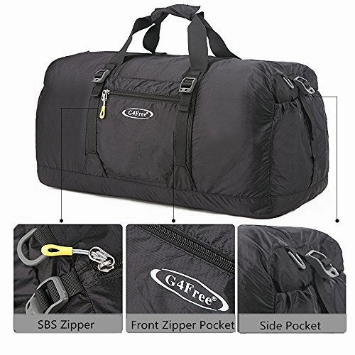 G4Free 60L Lightweight Foldable Portable Travel Duffel Bag for Gym Sports Luggage Camping(Black)