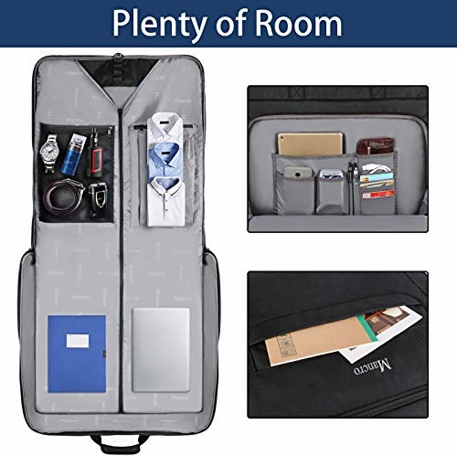 Garment Bags for Travel, Carry On Garment Bag for Business Trips with Shoulder Strap, Mancro Waterproof Foldable Luggage Hanging Suit Bags Gift for Men Women, 2 in 1 Suitcase for Coats, Suits (Black)