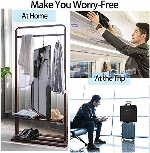 Garment Bags for Travel, Carry On Garment Bag for Business Trips with Shoulder Strap, Mancro Waterproof Foldable Luggage Hanging Suit Bags Gift for Men Women, 2 in 1 Suitcase for Coats, Suits (Black)