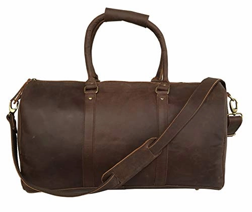 Genuine Leather Duffel Travel Weekender Luggage Gym Sports Duffel Bags For Men (20 inch)