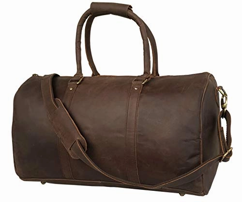 Genuine Leather Duffel Travel Weekender Luggage Gym Sports Duffel Bags For Men (20 inch)