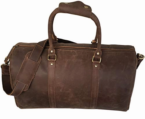 Genuine Leather Duffel Travel Weekender Luggage Gym Sports Duffel Bags For Men (20 inch)