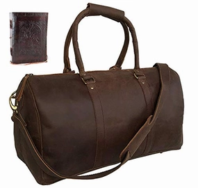 Genuine Leather Duffel Travel Weekender Luggage Gym Sports Duffel Bags For Men (20 inch)