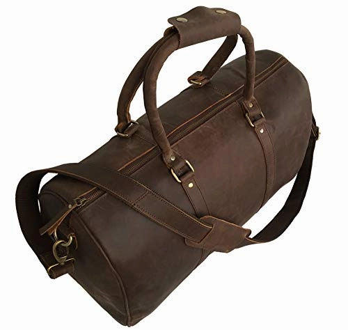 Genuine Leather Duffel Travel Weekender Luggage Gym Sports Duffel Bags For Men (20 inch)
