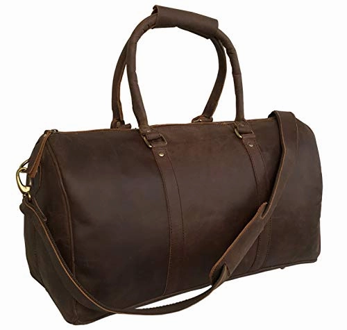Genuine Leather Duffel Travel Weekender Luggage Gym Sports Duffel Bags For Men (20 inch)