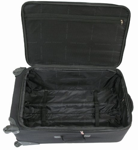 Geoffrey Beene Brentwood Spinner Wheel Collection 3 Piece Set, Black/Gray Trim, One Size
