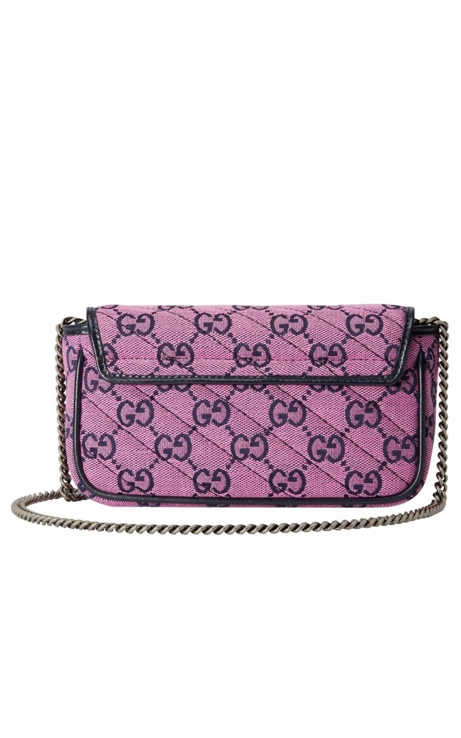 GG Marmont Pink Embroidery Super Mini Bag