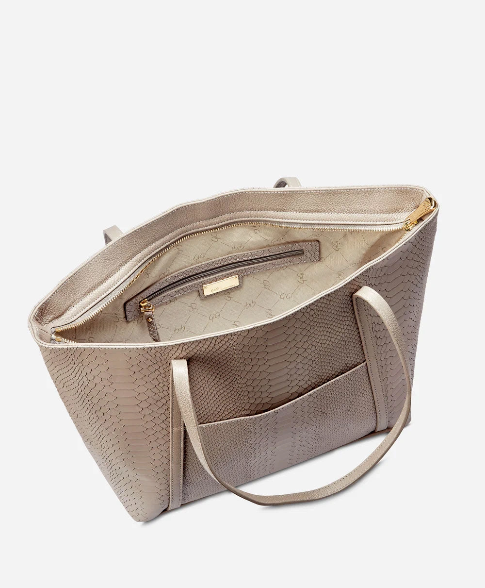 GiGi New York JESSICA ZIPPER TOTE Embossed Python Leather