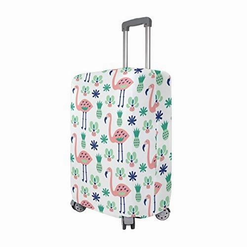 GIOVANIOR Cartoon Pink Flamingos Leaves Luggage Cover Suitcase Protector Carry On Covers