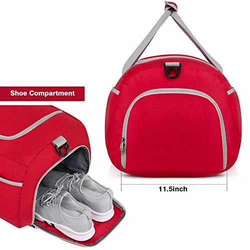 Gonex 70L Packable Travel Duffle, Lightweight Luggage Duffel Sports Gym Bag with Shoe Compartment Red