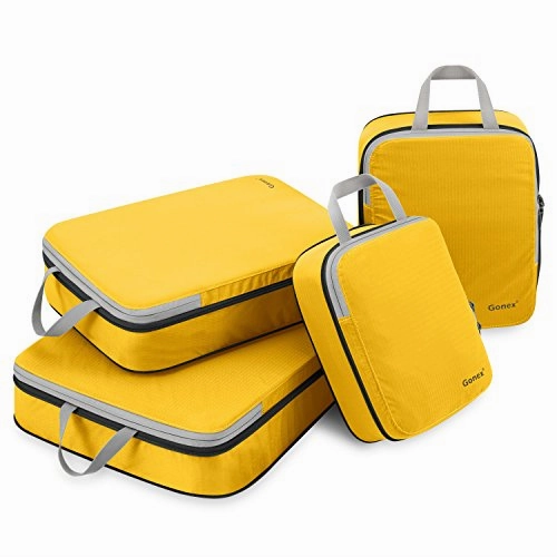 Gonex Compression Packing Cubes Set, Expandable Packing Organizers 4pcs(Apricot)