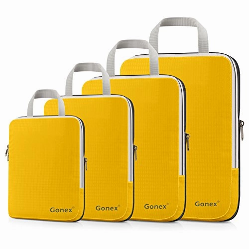 Gonex Compression Packing Cubes Set, Expandable Packing Organizers 4pcs(Apricot)