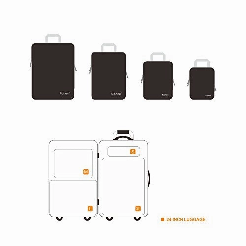 Gonex Compression Packing Cubes Set, Expandable Packing Organizers 4pcs(Apricot)