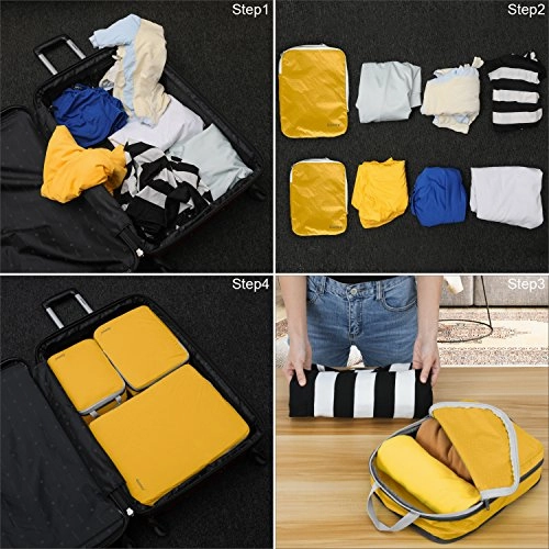 Gonex Compression Packing Cubes Set, Expandable Packing Organizers 4pcs(Apricot)