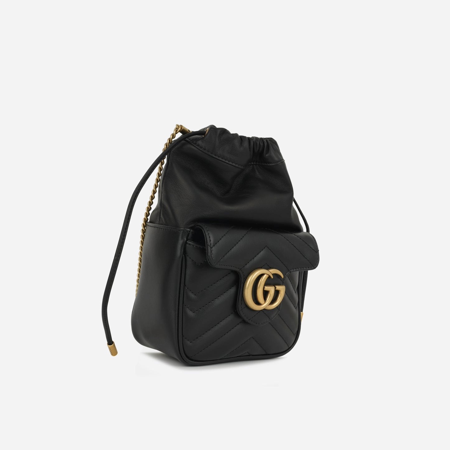 Gucci - GG Marmont Bucket Bag - Black Matelass Chevron AGHW - Unused