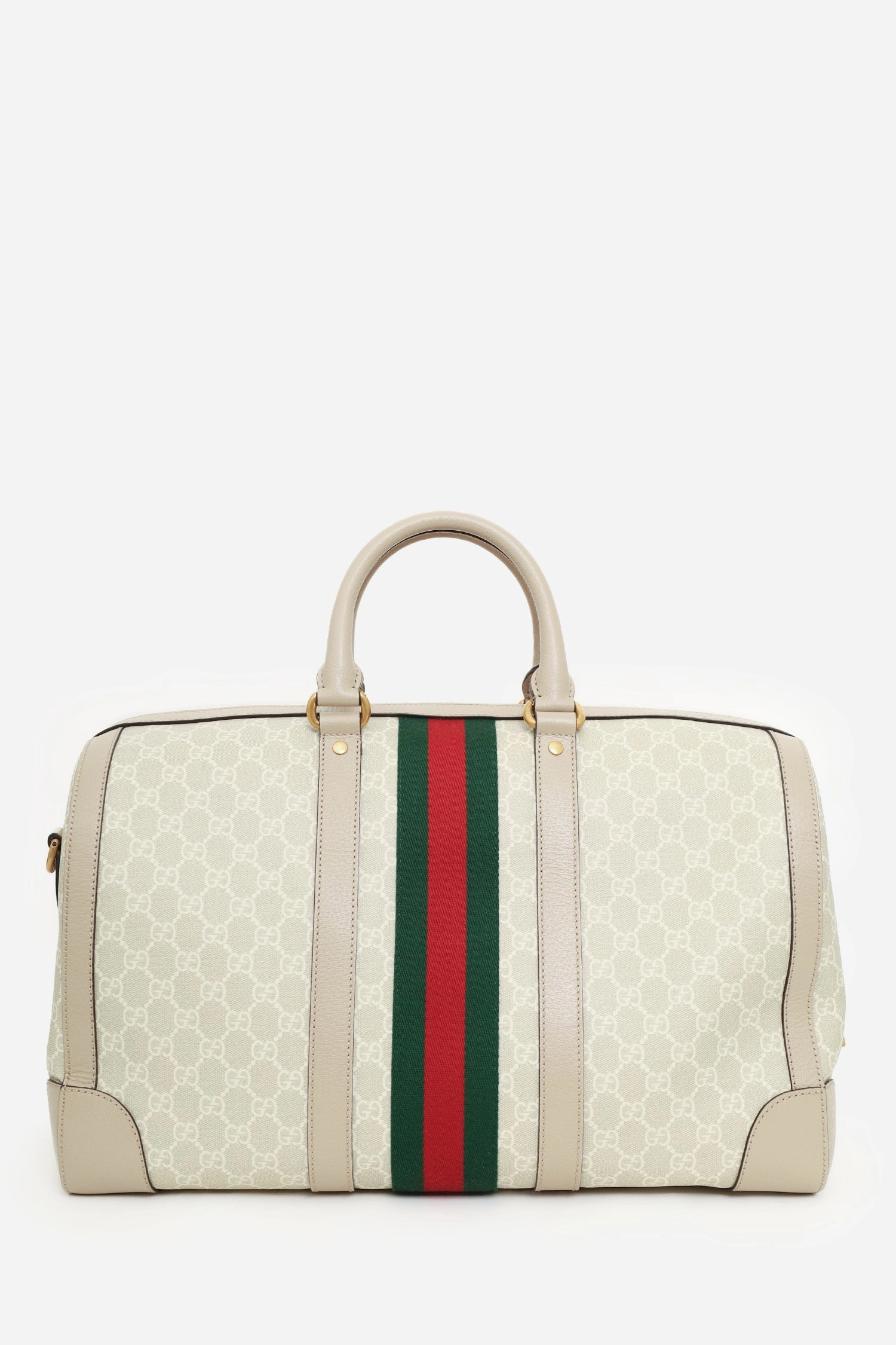 Gucci Beige/Off White GG Supreme Canvas Medium Web Savoy Duffle Bag