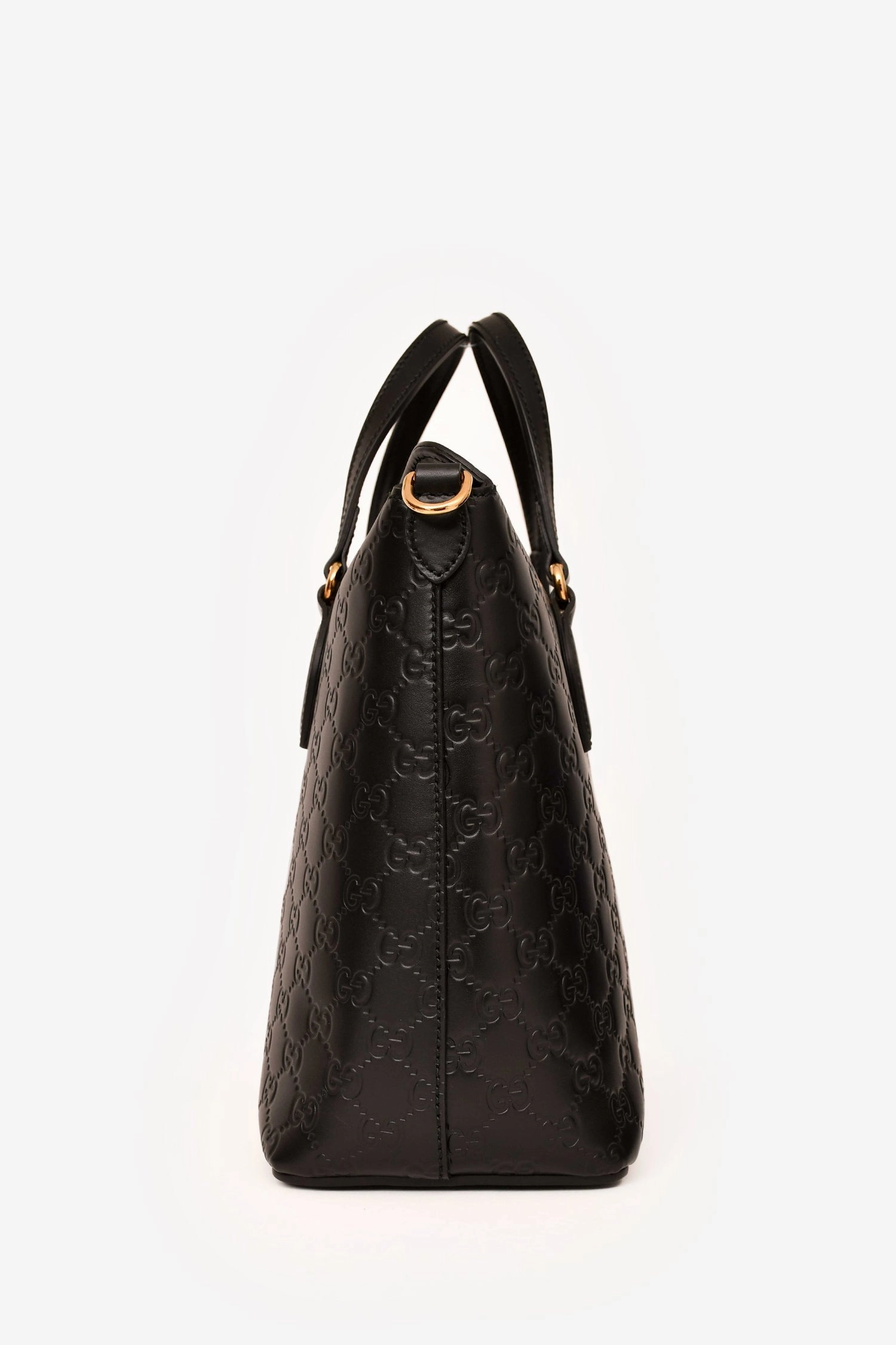 Gucci Black Leather Guccisima Linea A Fold Over Bag with Strap