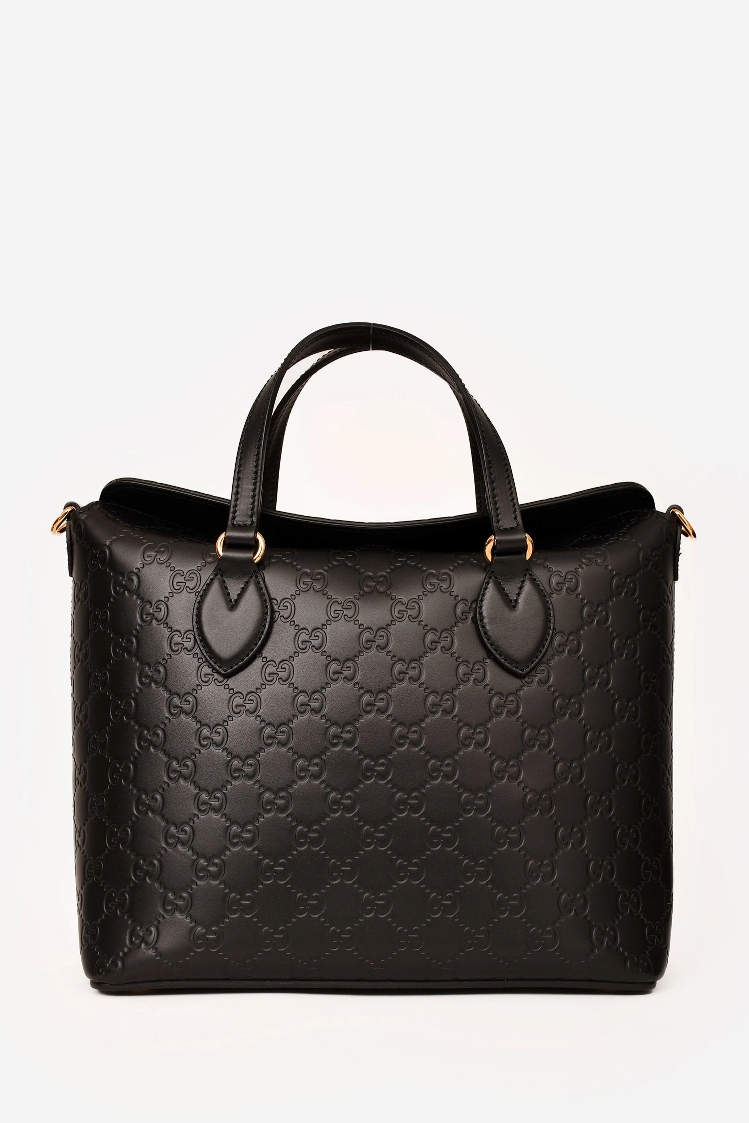 Gucci Black Leather Guccisima Linea A Fold Over Bag with Strap