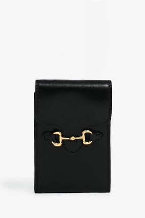 Gucci Black Leather Mini 1955 Horsebit Bifold Wallet Crossbody