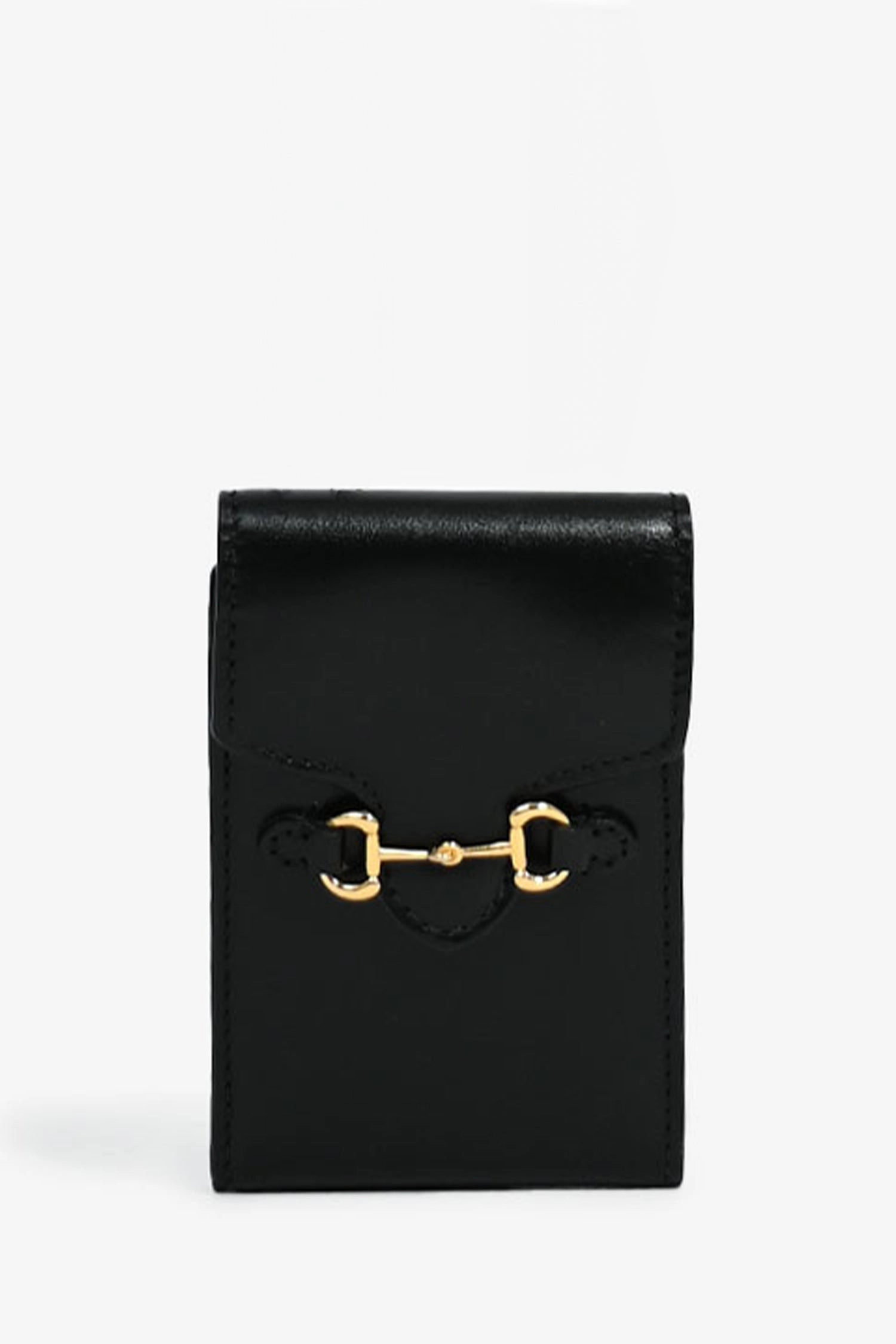 Gucci Black Leather Mini 1955 Horsebit Bifold Wallet Crossbody