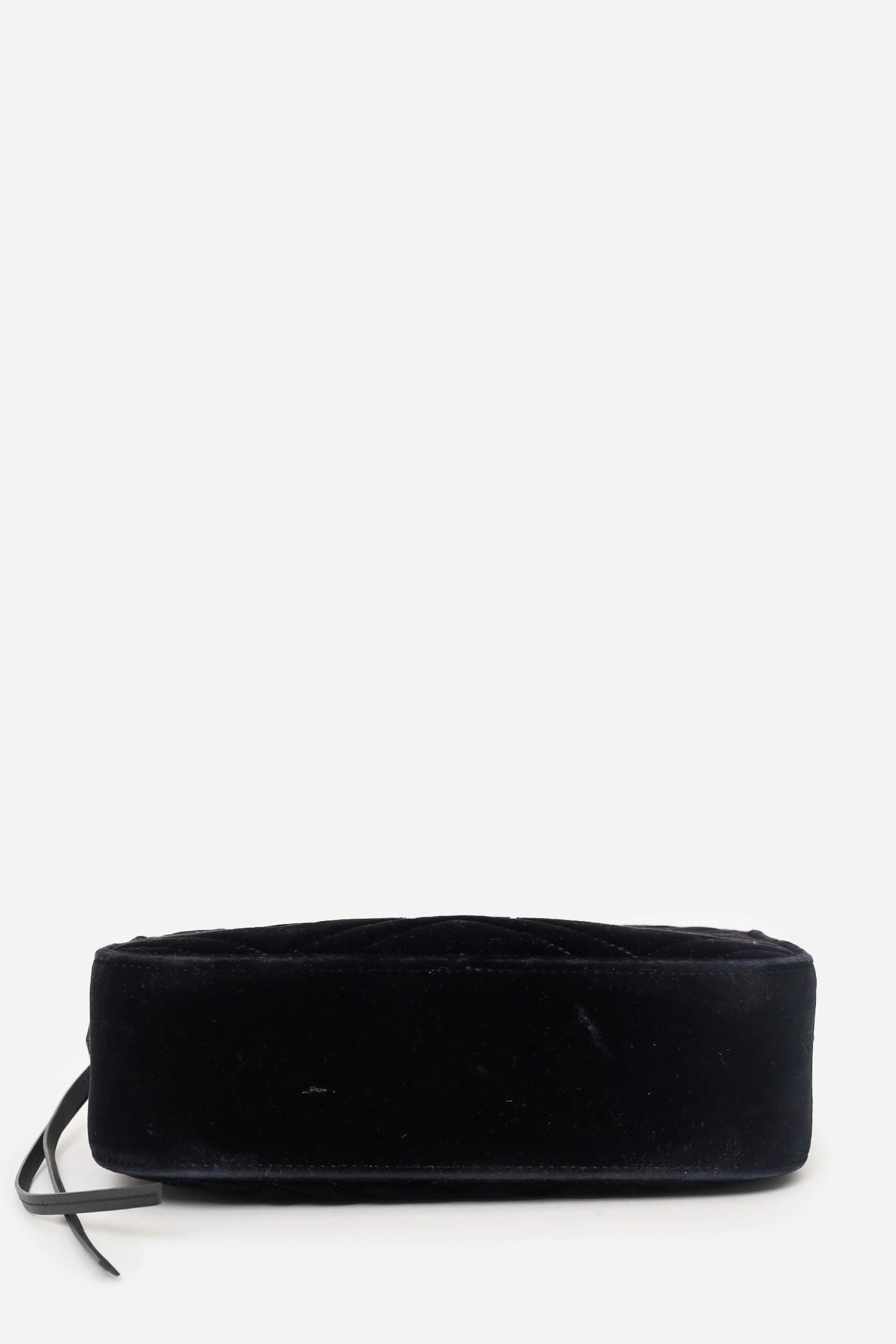 Gucci Black Velvet Chevron Quilted GG Marmont Camera Crossbody Bag