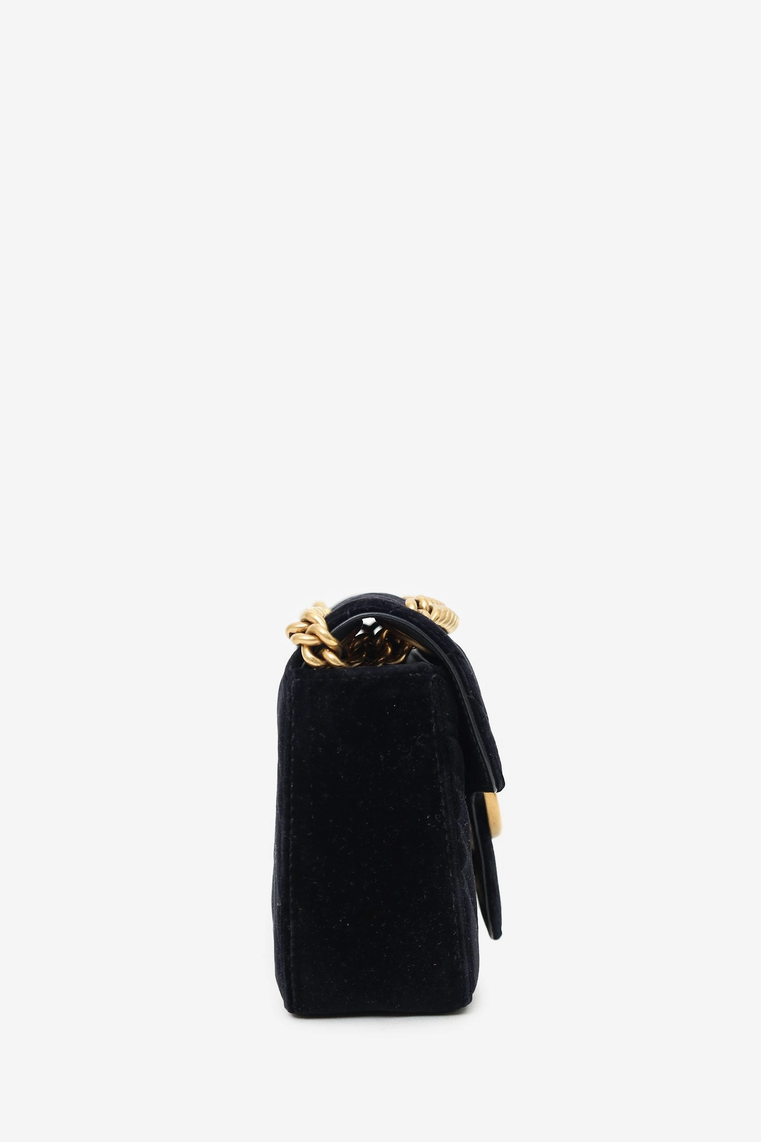 Gucci Black Velvet Small GG Marmont Shoulder Bag