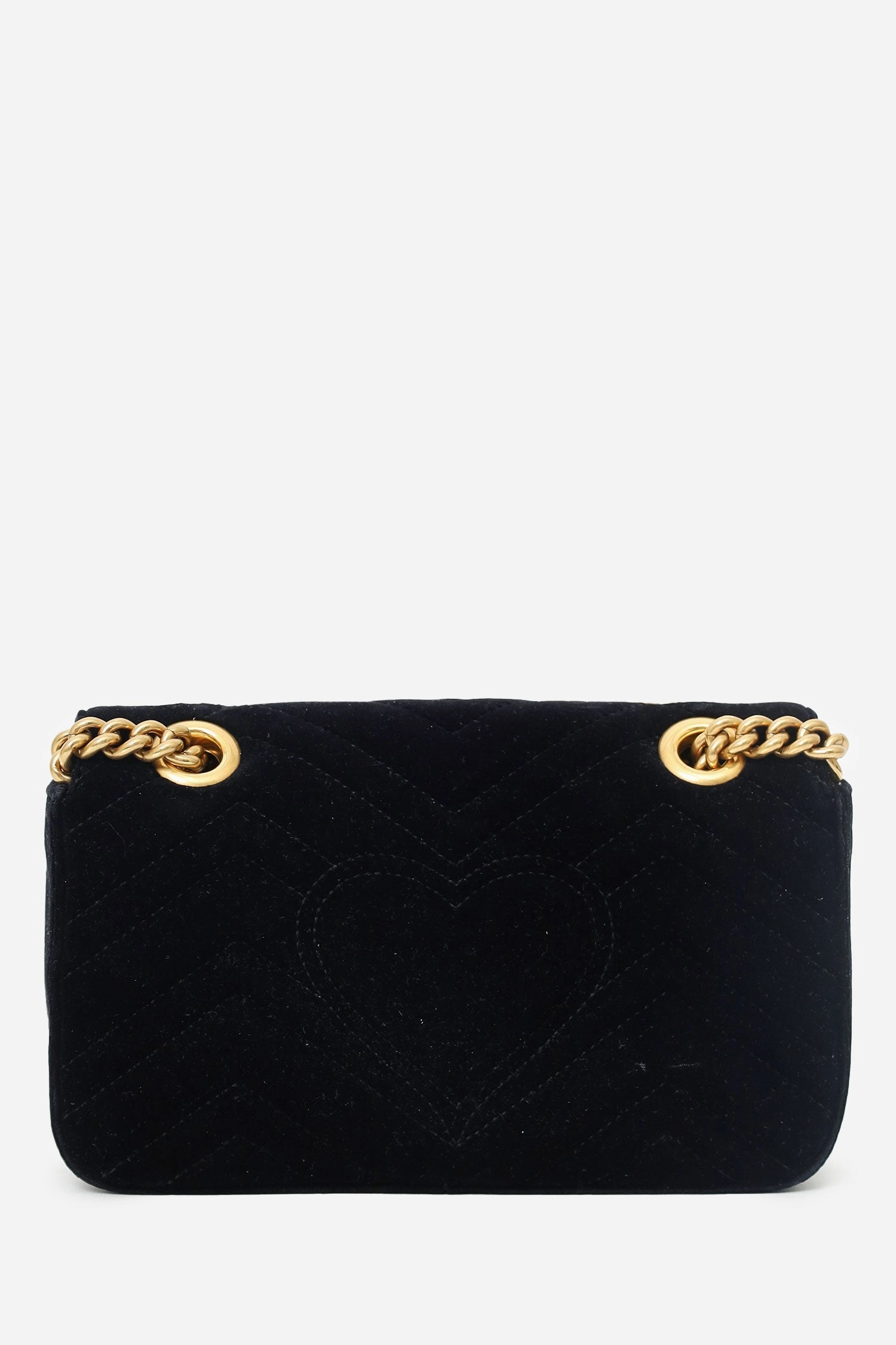 Gucci Black Velvet Small GG Marmont Shoulder Bag