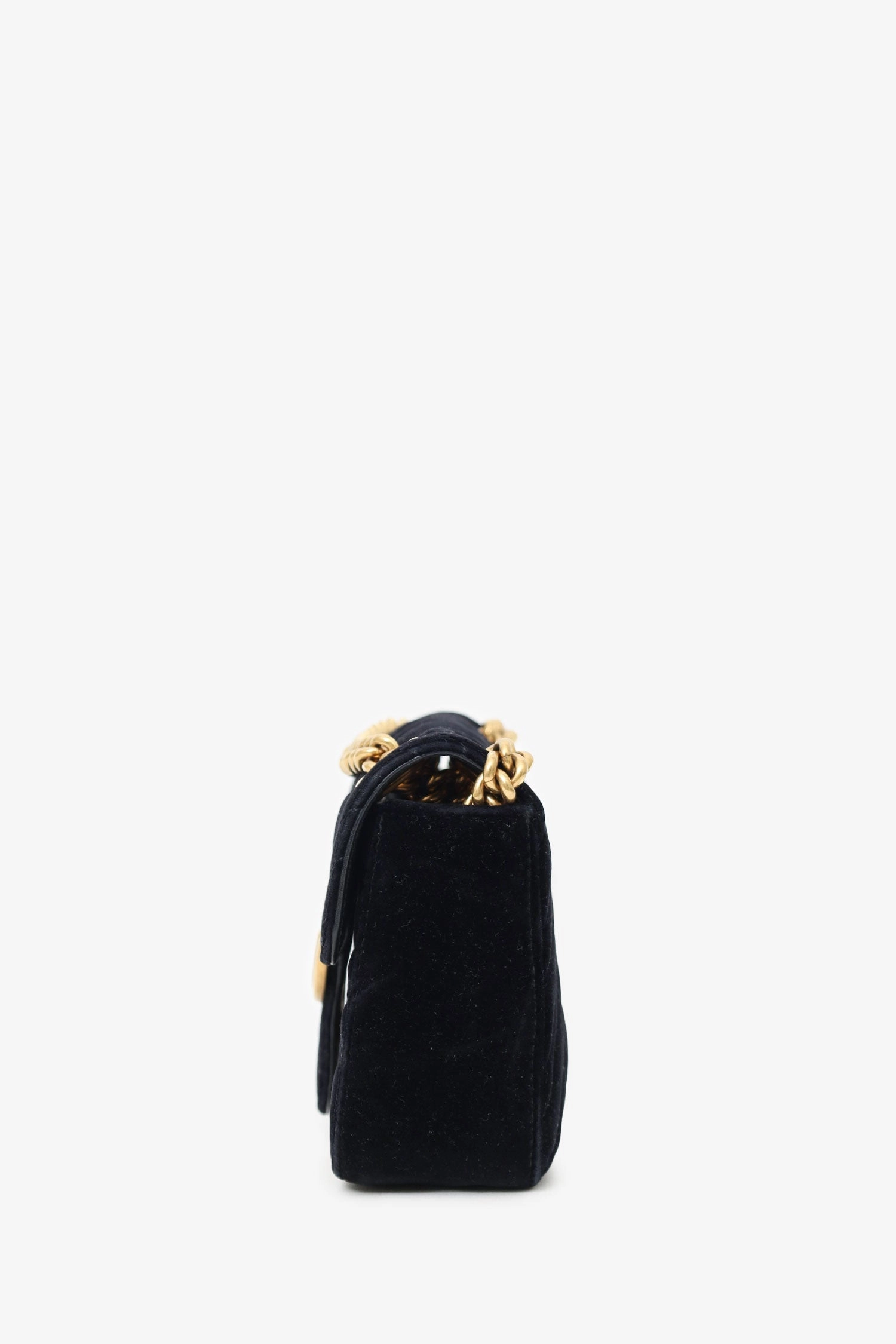Gucci Black Velvet Small GG Marmont Shoulder Bag
