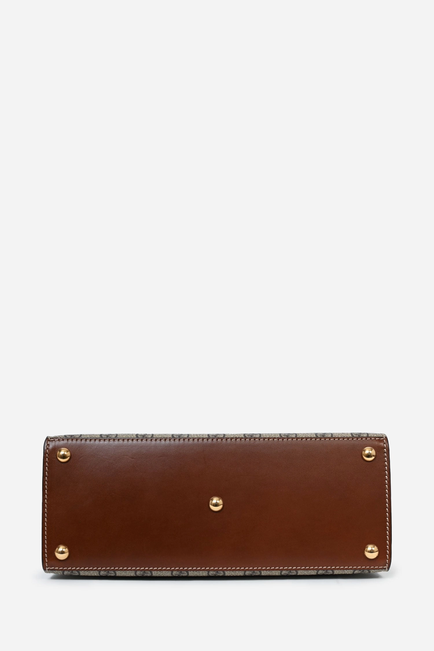 Gucci Brown Leather/Coated Canvas GG Supreme Top Handle Bag