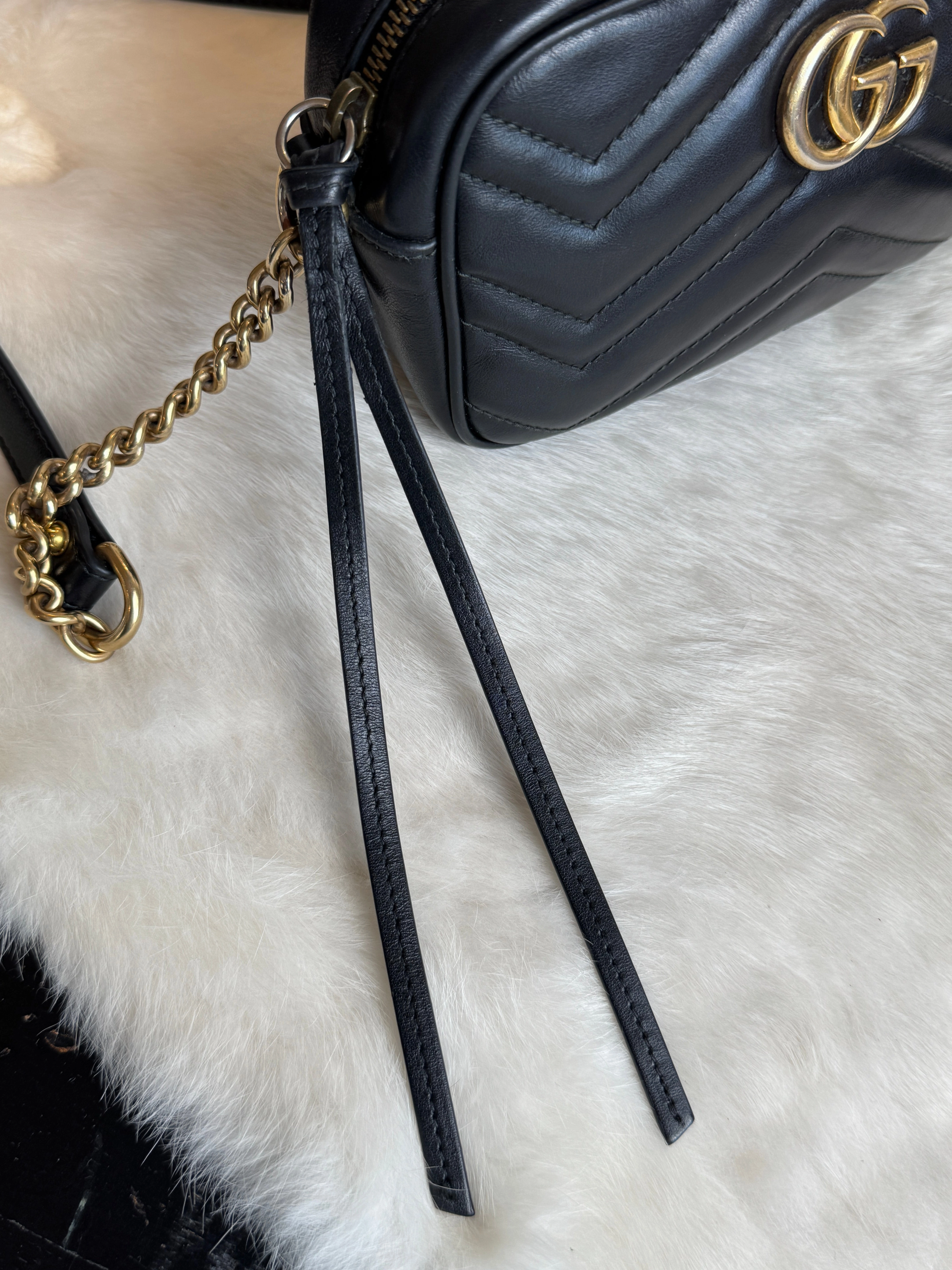GUCCI Calfskin Matelasse GG Marmont Mini Camera Crossbody